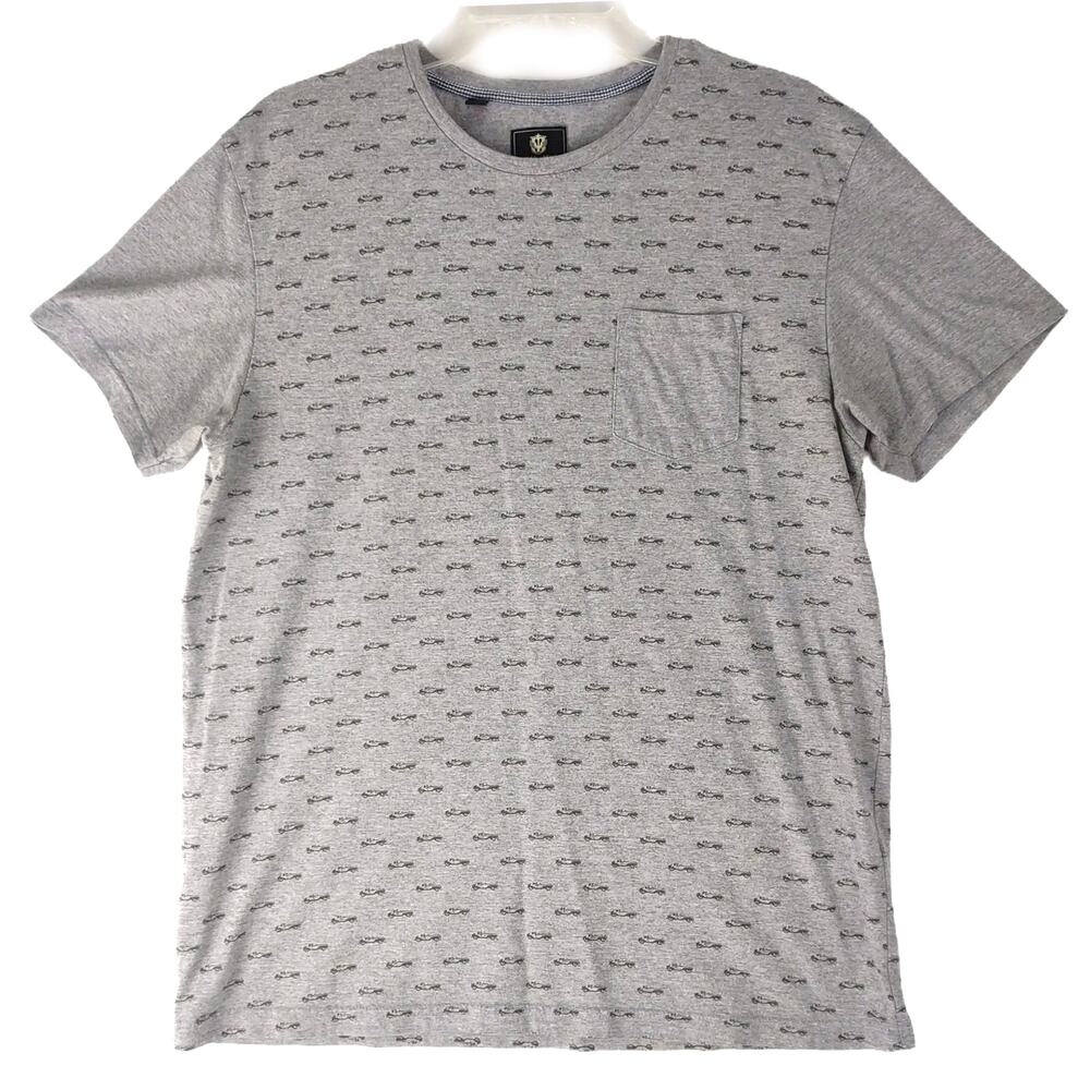 Steel & Jelly London Men's L Automobiles Print Pocket T-Shirt, Gray‎ Large Cars